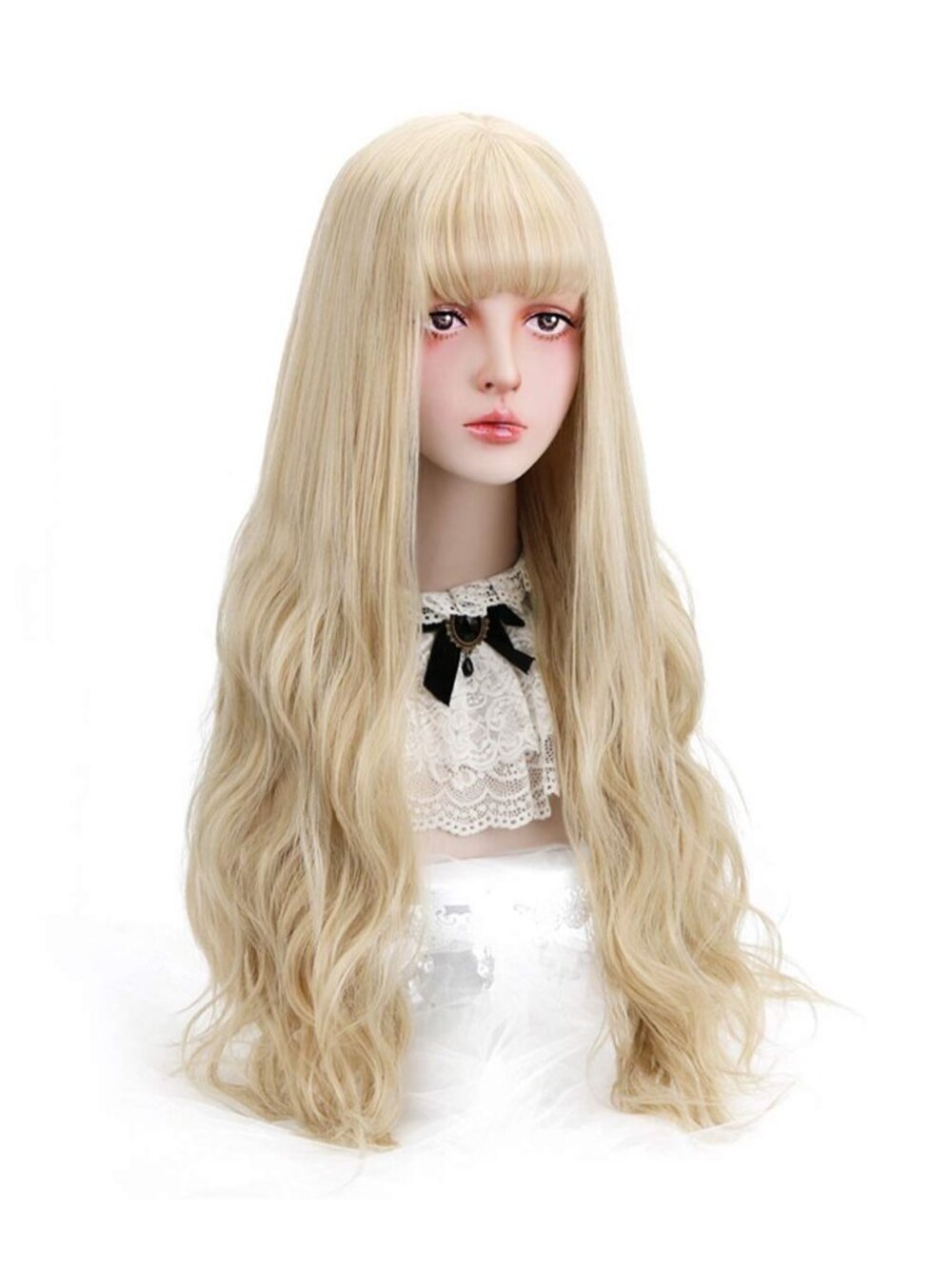 Women's Blonde 1 Natural Long Wavy Cosplay Heat Resistant Synthetic Fiber Wigs